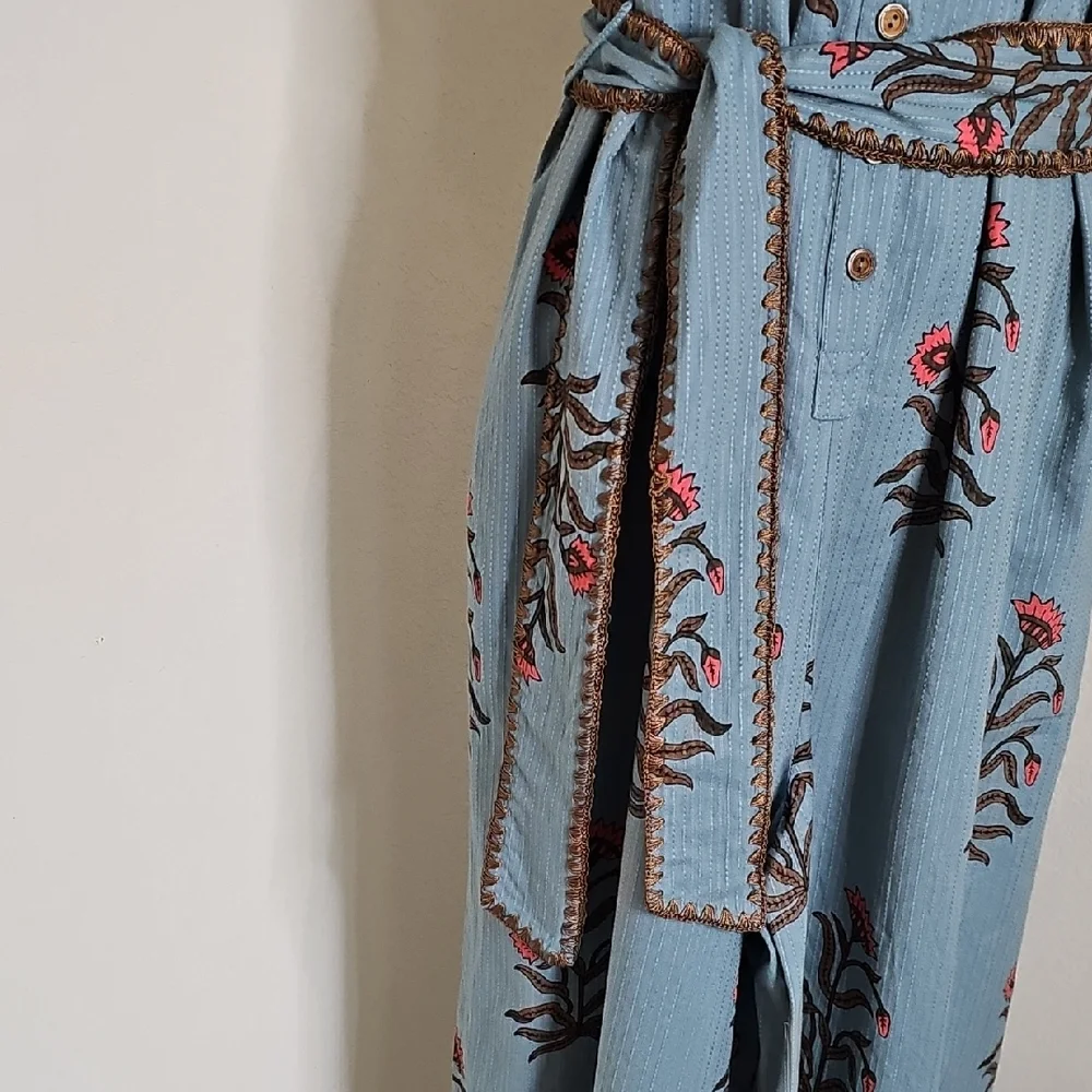 Uncle Frank by Ivy Jane Blue Floral Button-Front Tie Waist Barrel Leg Jumpsuit - Picture 5 of 13